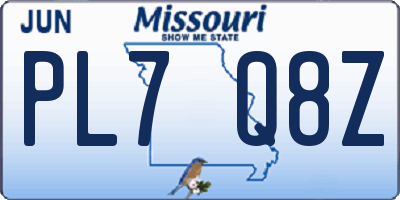 MO license plate PL7Q8Z