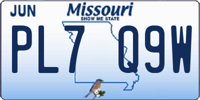 MO license plate PL7Q9W