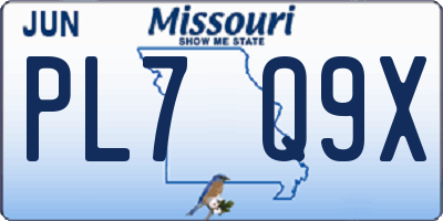 MO license plate PL7Q9X