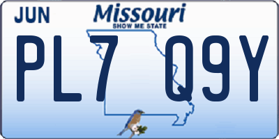 MO license plate PL7Q9Y