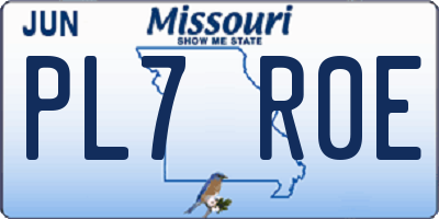 MO license plate PL7R0E