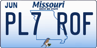 MO license plate PL7R0F