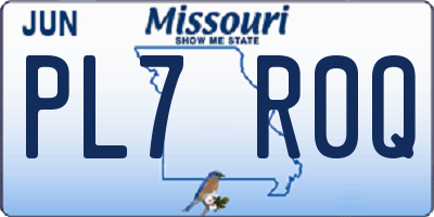 MO license plate PL7R0Q