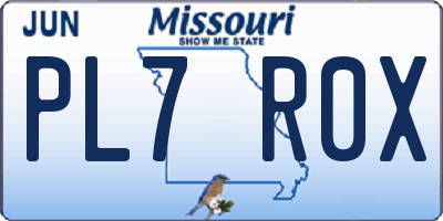 MO license plate PL7R0X