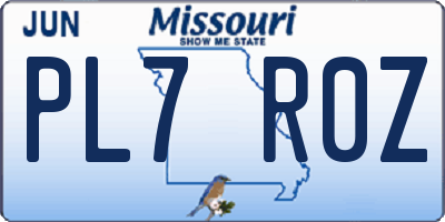 MO license plate PL7R0Z