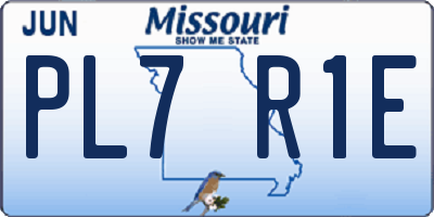 MO license plate PL7R1E