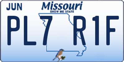 MO license plate PL7R1F
