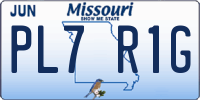 MO license plate PL7R1G