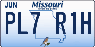 MO license plate PL7R1H
