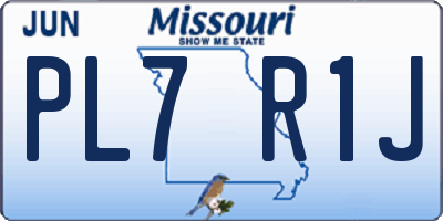 MO license plate PL7R1J