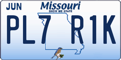 MO license plate PL7R1K