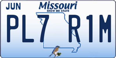 MO license plate PL7R1M