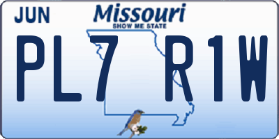 MO license plate PL7R1W