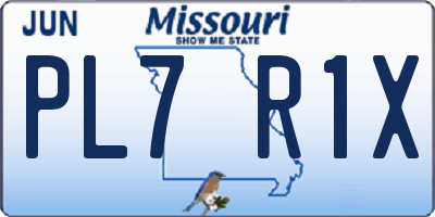 MO license plate PL7R1X