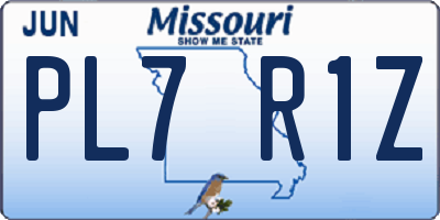 MO license plate PL7R1Z