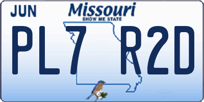 MO license plate PL7R2D