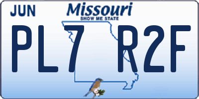 MO license plate PL7R2F