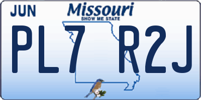 MO license plate PL7R2J