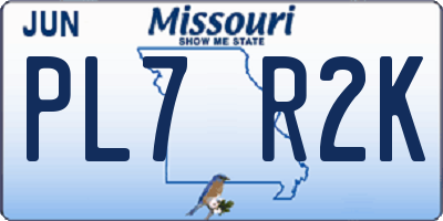 MO license plate PL7R2K
