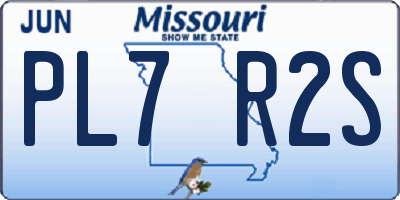 MO license plate PL7R2S