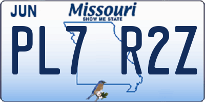 MO license plate PL7R2Z