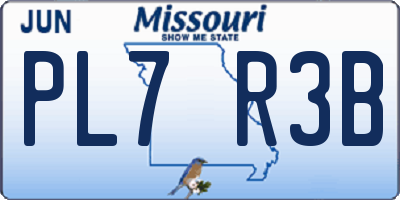 MO license plate PL7R3B