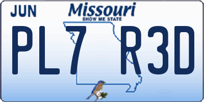 MO license plate PL7R3D