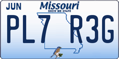 MO license plate PL7R3G