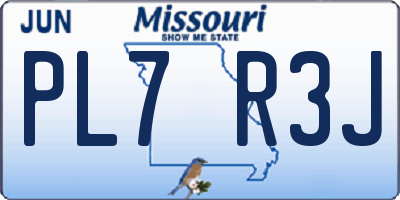 MO license plate PL7R3J