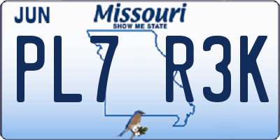 MO license plate PL7R3K