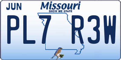 MO license plate PL7R3W