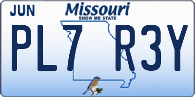 MO license plate PL7R3Y