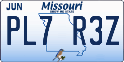 MO license plate PL7R3Z