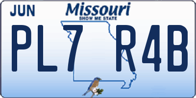 MO license plate PL7R4B