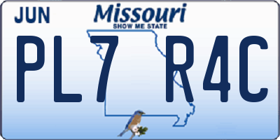 MO license plate PL7R4C