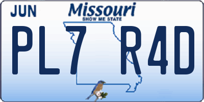 MO license plate PL7R4D