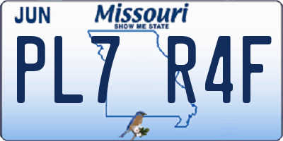 MO license plate PL7R4F