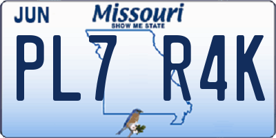 MO license plate PL7R4K