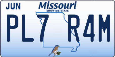 MO license plate PL7R4M