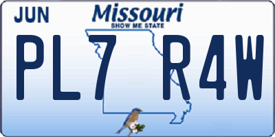 MO license plate PL7R4W