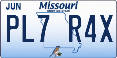 MO license plate PL7R4X