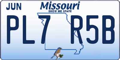 MO license plate PL7R5B