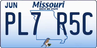 MO license plate PL7R5C