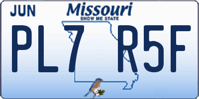 MO license plate PL7R5F