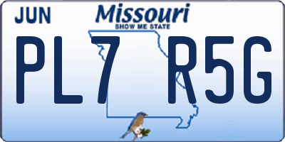 MO license plate PL7R5G