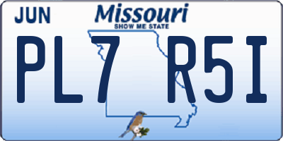 MO license plate PL7R5I
