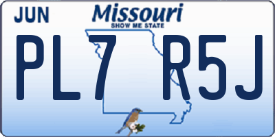MO license plate PL7R5J