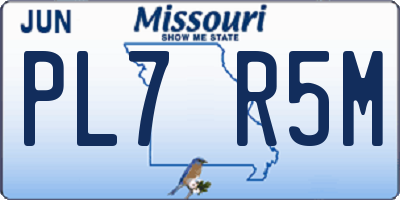 MO license plate PL7R5M