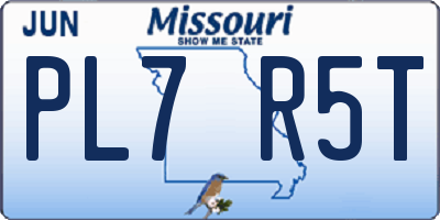 MO license plate PL7R5T