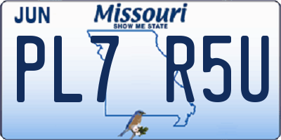 MO license plate PL7R5U